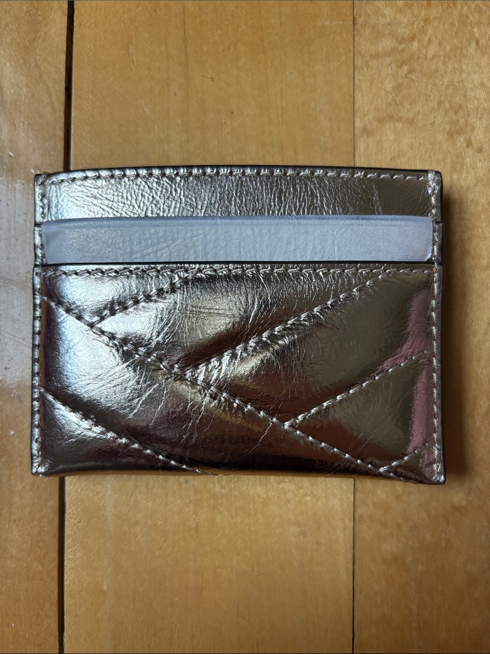 Tory Burch Metallic Quilted Card Case - Silver - Picture 3 of 4